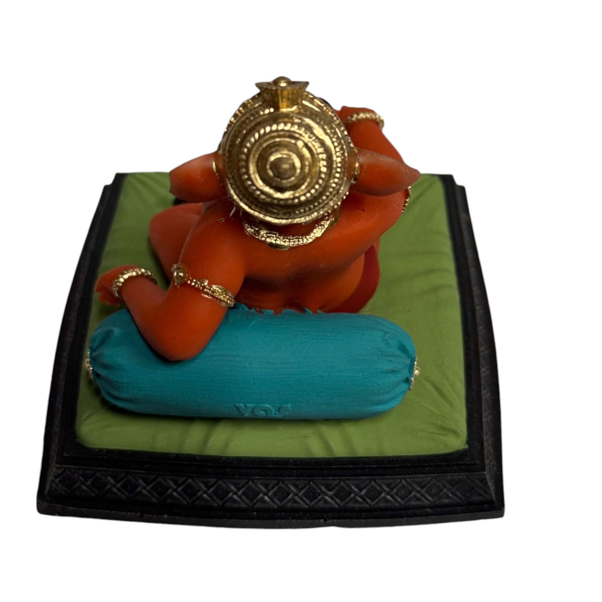 Karighar Kesari Ganesh Idol For Car Dashboard, Home, Puja Ghar, Gifting (9 X 9 X 8 Cm) V0016